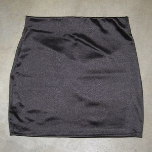Black Satin Mini Skirt